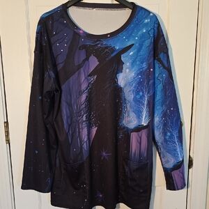 Witch Inspired Tunic Halloween Wicca Size S/M Poly Blue, Purple, Black Pockets